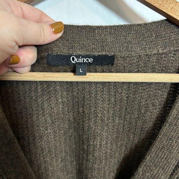 Quince Mongolian Cashmere Oversized Boyfriend Cardigan Sweater L Brown - Picture 5 of 6